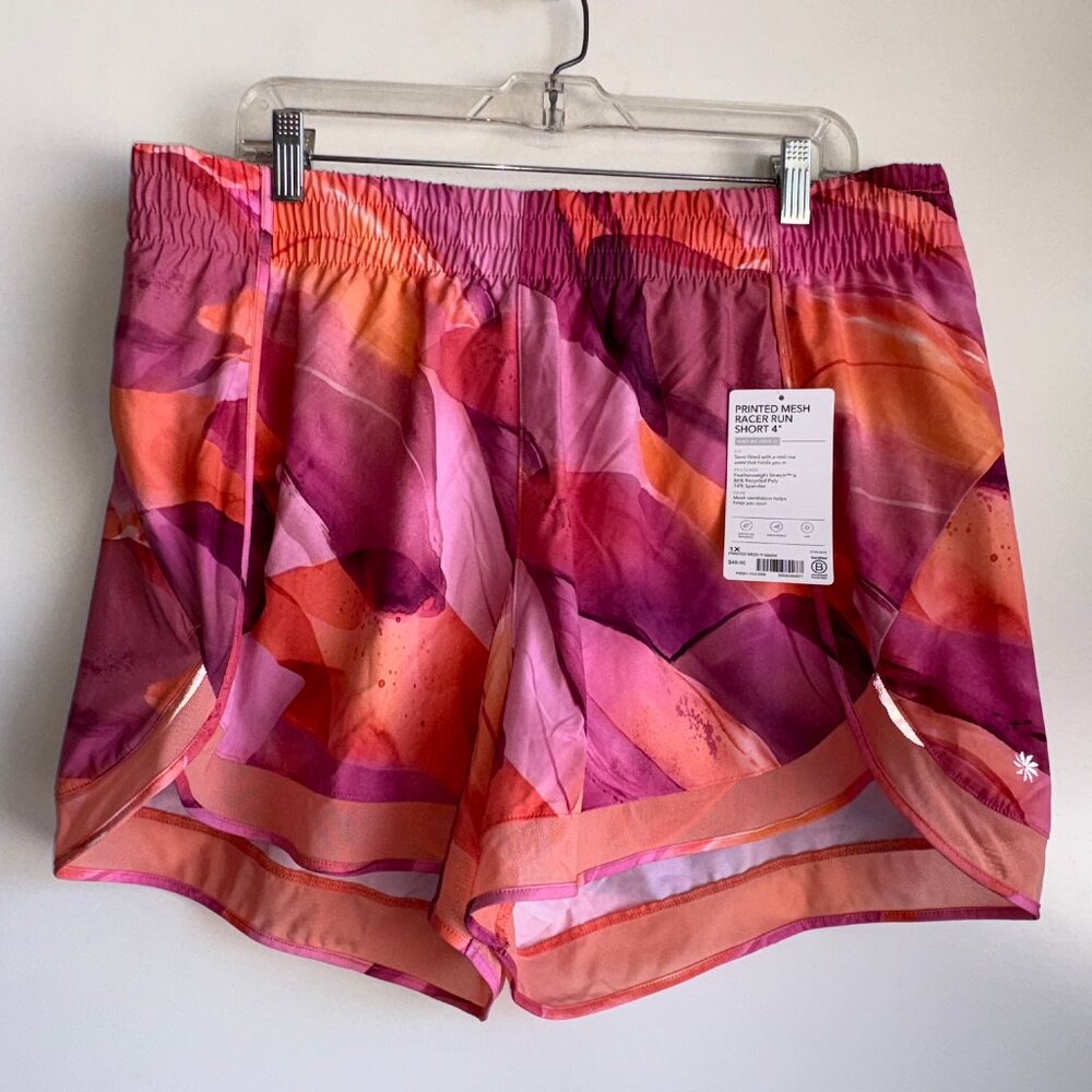 NWT Athleta Printed Mesh Racer Run Running Shorts 4" Size 1X